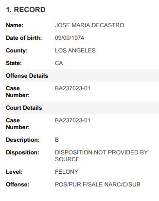 Arrest information search results from BeenVerified.com