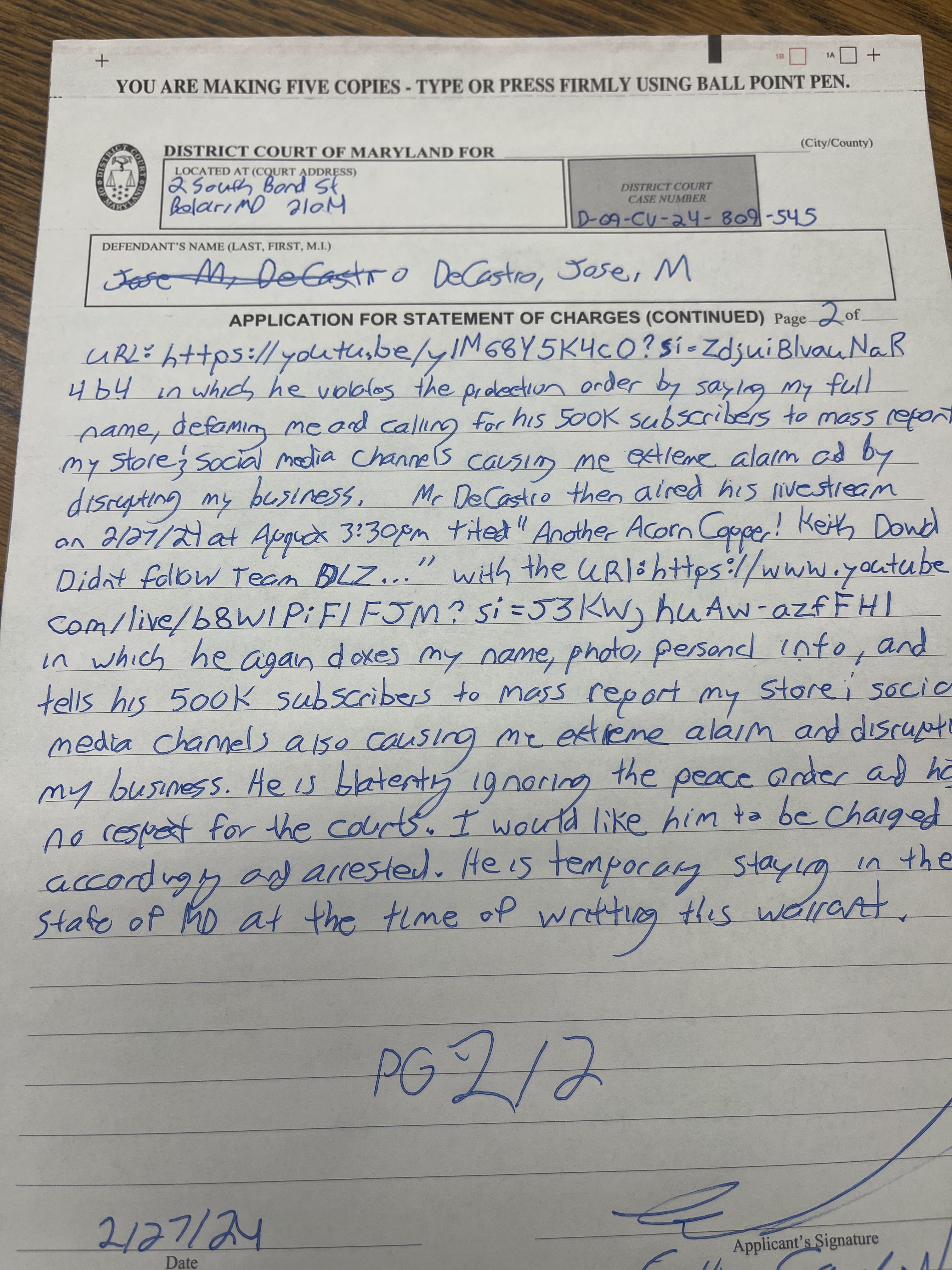 Request for Charges - Page 2